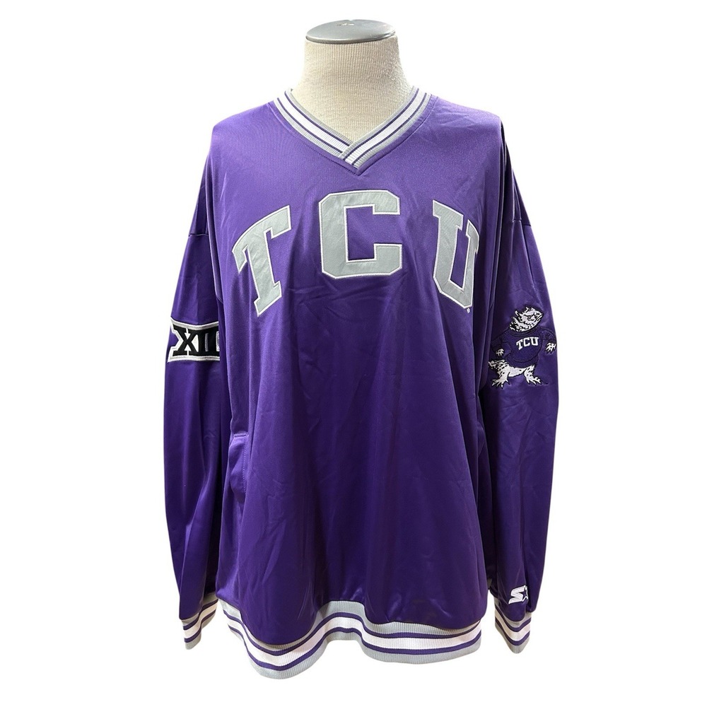 Starter Men TCU Big 12 Pullover Jacket S Purple NCAA Horned Frogs LSS80C26